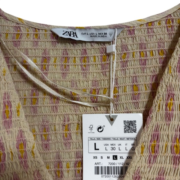 Zara | Women's Boho Smocked Midi Dress - Picture 4 of 10